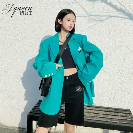 西装外套女秋季复古宽松廓形显瘦网红宽肩时髦炸街高级感小西服潮图片