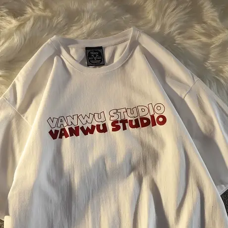 2021夏季印花短袖T恤女大码宽松韩版半袖体桖设计感小众情侣上衣商品大图