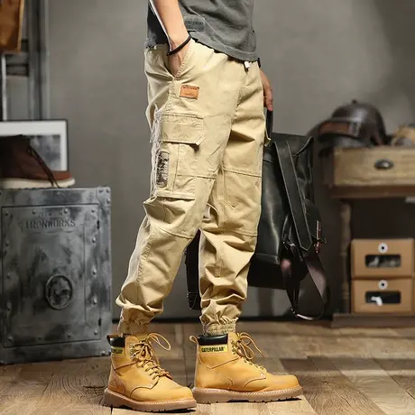 春夏潮牌机能工装裤男宽松加肥加大码潮流束脚裤休闲长裤百搭裤子商品大图