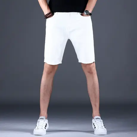 男士新款牛仔短裤经典白色百搭潮酷宽松中裤棉弹春秋男款男潮牌裤商品大图