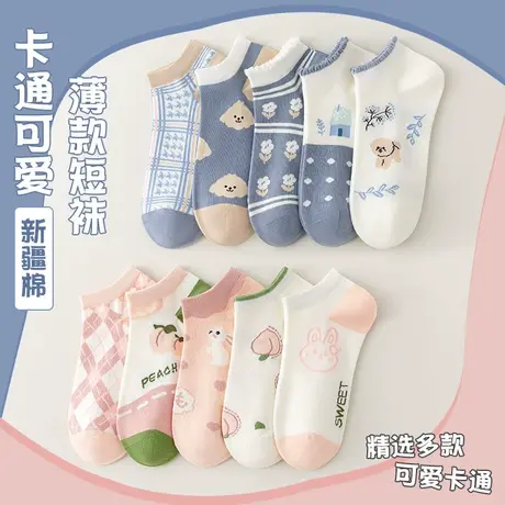 袜子女短袜春秋纯棉潮网红款超火短筒袜夏季薄款浅口船袜日系可爱商品大图