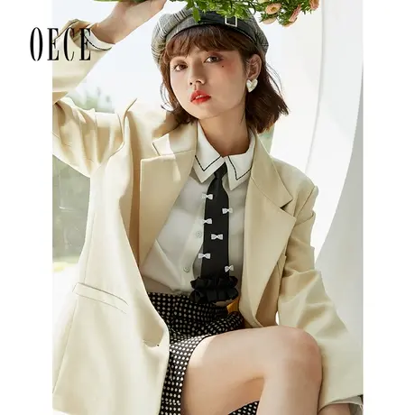 【买1送1】Oece气质小西装春秋新款女复古帅气英伦风西服炸街外套图片