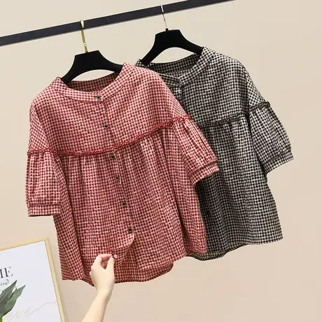 棉麻衬衫女长2023春夏装新款韩版宽松休闲百搭薄款衬衣立领上衣潮商品大图