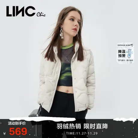 商场同款LINC金羽杰羽绒服女款2023年新款轻薄短款外套女反季断码商品大图
