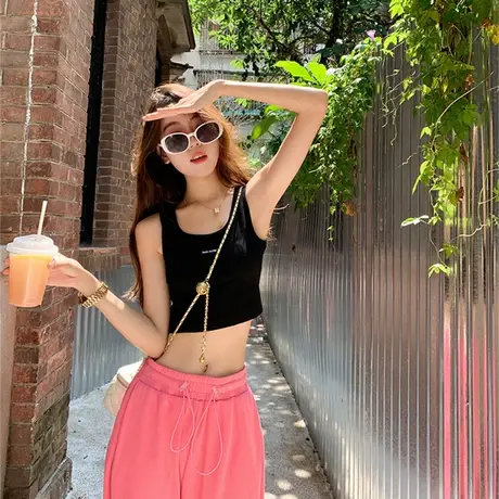 吊带背心春夏针织衫毛衣内搭打底衫女美背外穿带胸垫无袖短款上衣商品大图