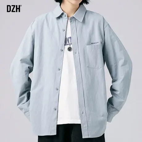 男士日系长袖衬衫男设计感小众男装2023新款情侣装春秋款休闲衬衣商品大图