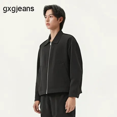 gxg.jeans男装 黑色基础宽松行政夹克翻领夹克外套男 25年夏新品图片