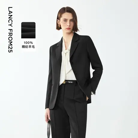 朗姿法式复古气质通勤纯羊毛西服上衣职业正装西装上衣2024冬新款图片