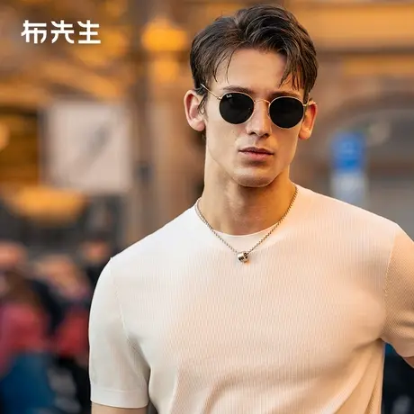 MrBu布先生圆领桑蚕丝短袖2025夏季新款清爽透气男款衫父亲节礼物图片