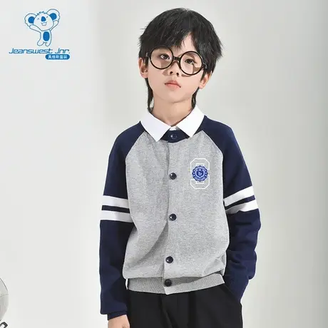 PV真维斯男装春季新款学院风针织开衫圆领男童休闲大中童外套商品大图