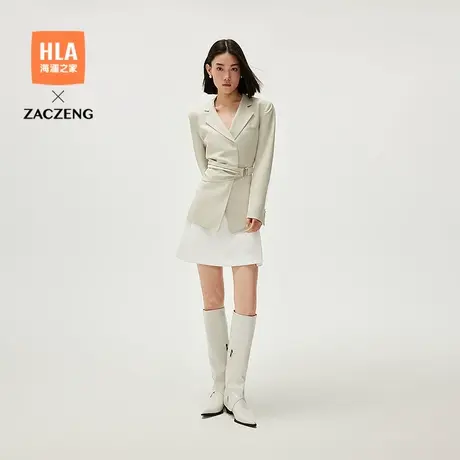 HLA/海澜之家曾超联名平驳领西服25春夏新款修身通勤时尚外套女装商品大图