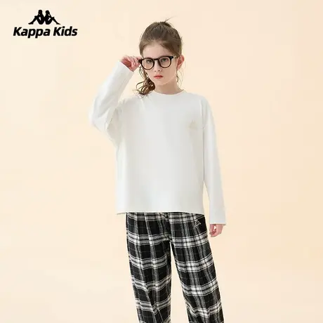 Kappa卡帕童装女童t恤长袖2023新款纯色中大童儿童春装打底衫上衣商品大图