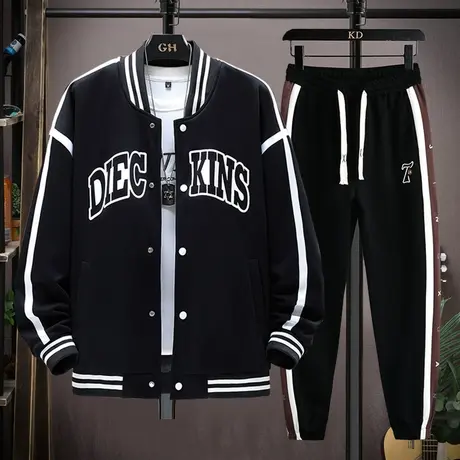 秋季新款青少年学生棒球服套装男休闲宽松加厚夹克高品质大童外套商品大图