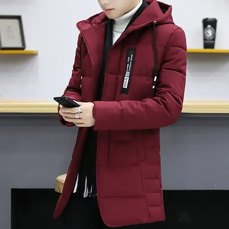 冬季新款棉衣男士修身中长款袄子青年加厚冬装潮流羽绒棉服外套男商品大图