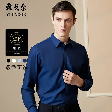 雅戈尔奥莱 男装免烫长袖衬衫秋季休闲商务正装衬衣纯棉男商品大图