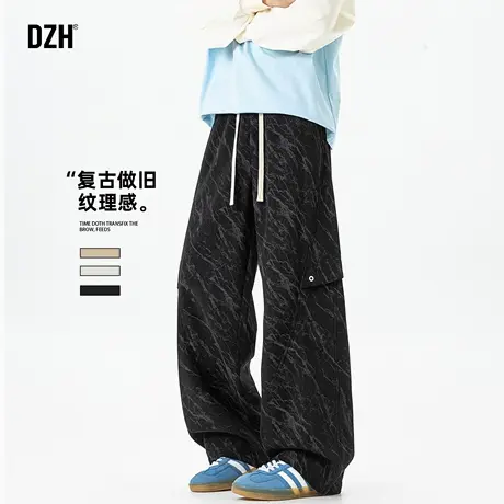 男士纹理弯刀裤男款秋冬潮牌2025新款休闲裤直筒宽松百搭长裤美式商品大图
