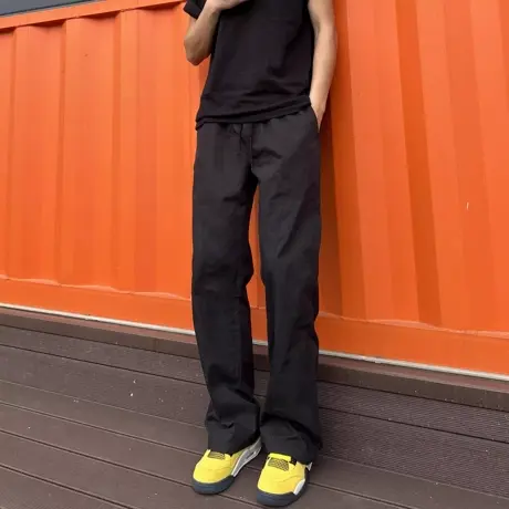 美式基础斜切百搭休闲裤男秋季显瘦显高潮流宽松直筒工装微喇长裤商品大图