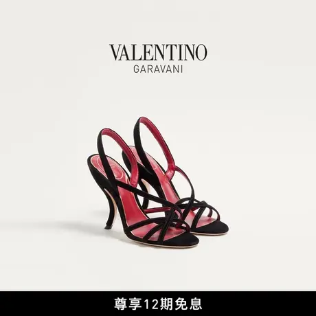 [秋冬新品]华伦天奴VALENTINO女士 FETISHIQUE 天鹅绒高跟凉鞋商品大图