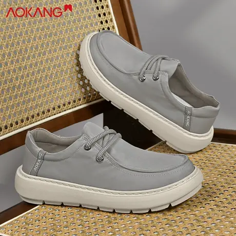 奥康官方正品2026春季新款男布鞋一脚蹬懒人鞋小众休闲鞋系带轻便商品大图