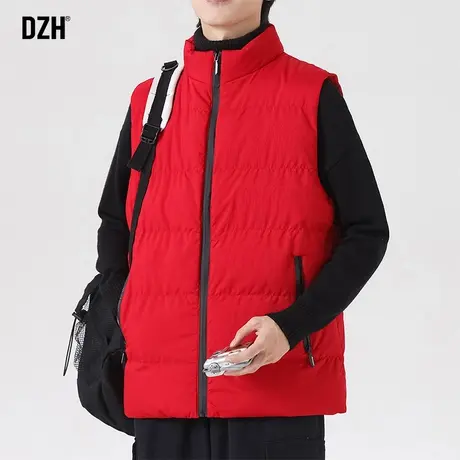 男士冬季背心立领棉马甲男2023年新款秋冬款男生马夹红色外套夹克商品大图