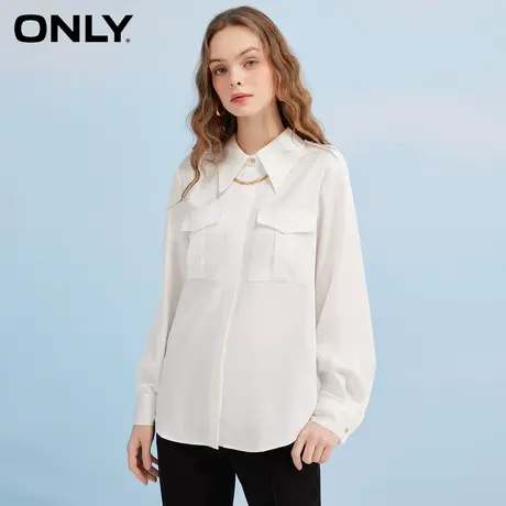 ONLY奥莱夏季时尚通勤风OL宽松翻领长袖衬衫女商品大图