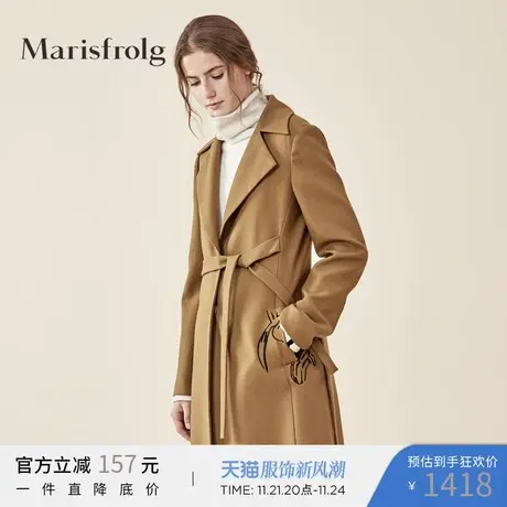 Marisfrolg玛丝菲尔2019冬季新款羊毛呢大衣女中长款刺绣呢子外套商品大图
