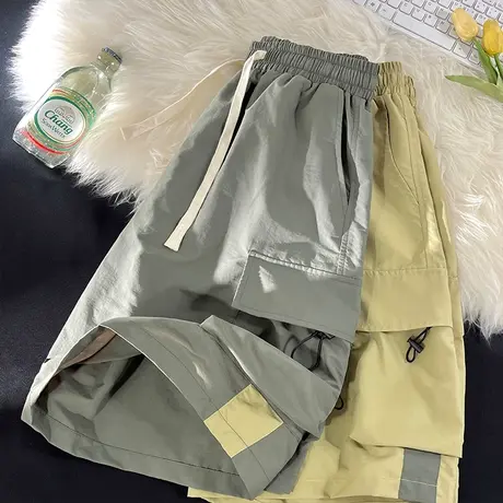 潮流工装短裤男夏季宽松直筒运动中裤美式大口袋休闲百搭五分裤子商品大图