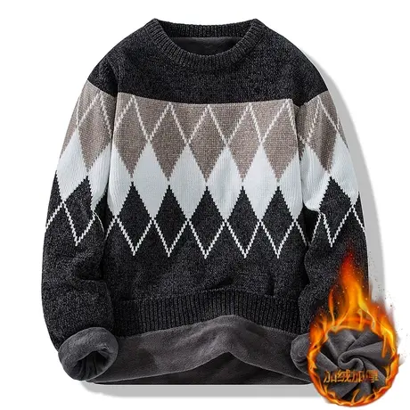 毛衣男加绒加厚冬季保暖半高领青少年学生线衣针织衫打底衫羊毛衫商品大图