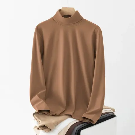 300g重磅高领长袖t恤男秋冬季保暖内搭打底衫纯色双面绒德绒秋衣图片