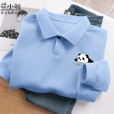 2023春秋新款polo领卫衣薄款慵懒风休闲百搭学生外穿无帽设计上衣商品大图