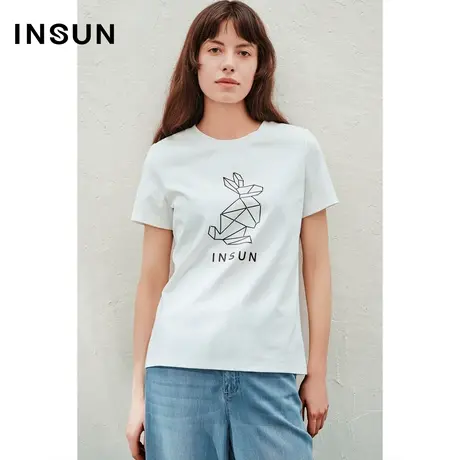 INSUN恩裳线上专选夏季兔子印花棉质短袖t恤商品大图