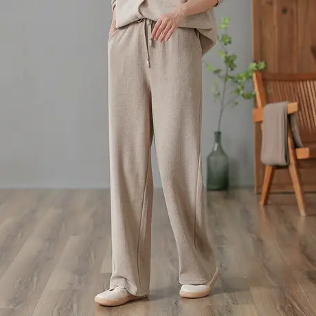 dza 高腰显瘦宽松直筒裤子女春秋拖地长裤垂感休闲裤百搭哈伦女裤图片