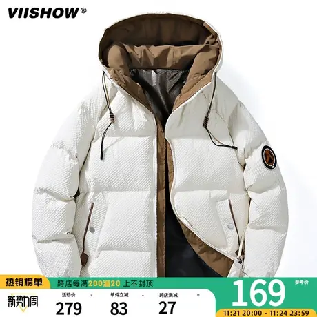 VIISHOW潮牌美式连帽棉衣男冬季加厚保暖棉服宽松休闲面包服外套商品大图