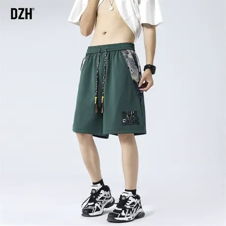 男士休闲运动短裤男夏季美式绣花潮牌阔腿裤子男款2023新款五分裤商品大图