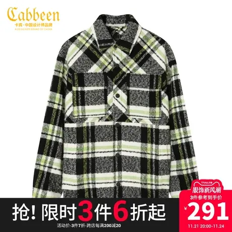 卡宾男装呢外衣时尚男士格纹夹克潮流宽松街头外套W商品大图
