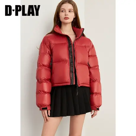 DPLAY冬简约正红防风立领宽松加厚轻量感保暖羽绒服夹克外套图片