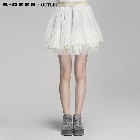 sdeer圣迪奥专柜正品女装清新印花网纱摆半裙3181303图片