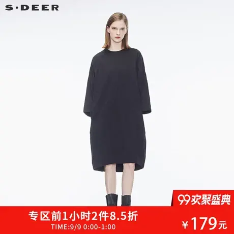 sdeer圣迪奥女复古哥特风茧型连衣裙S17381203图片