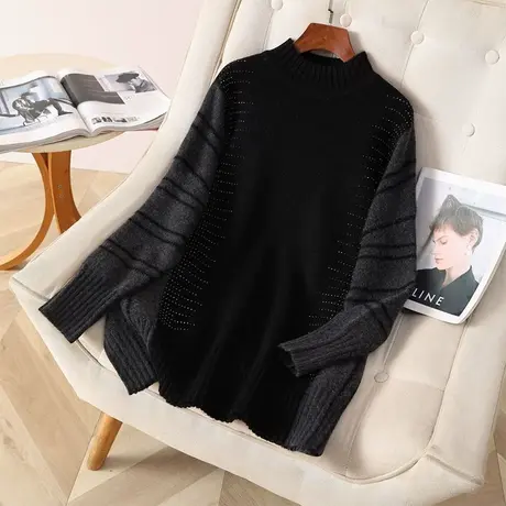 伊自尚2024新款女装大码春季款休闲风加厚保暖大码毛衣长袖打底衫图片