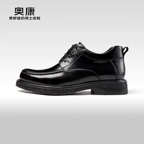 奥康男鞋冬季新款高帮加绒保暖商务短靴真皮系带百搭舒适棉鞋商品大图