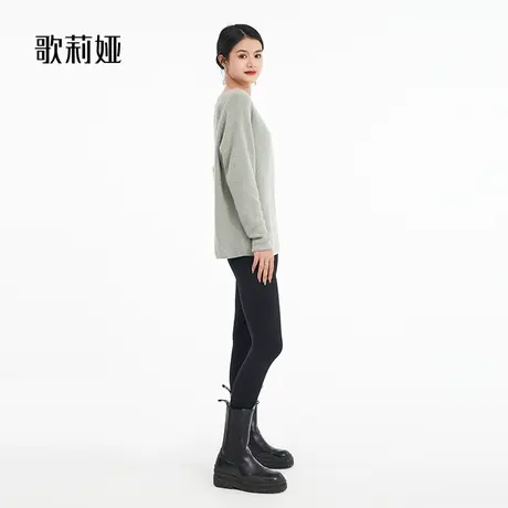 歌莉娅女裤冬季新款针织弹力紧身裤修身显瘦靴裤小黑裤1ACC1I250商品大图