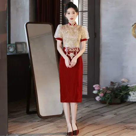 敬酒服新娘2023新款高端轻奢小众中式订婚礼服女夏季秀禾服中长款图片