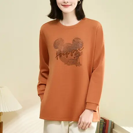 休闲中长款圆领卫衣女春装2024年新款时尚设计感宽松棉质上衣长袖图片