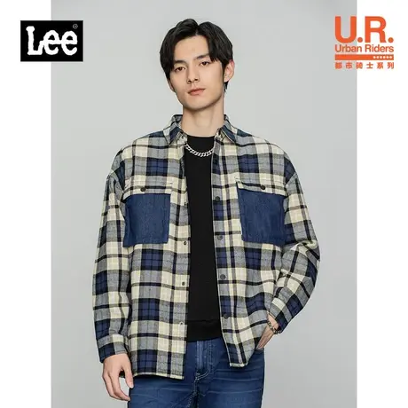 Lee商场同款22春夏新品舒适蓝色格纹磨毛男衬衫LMT001435100-426图片