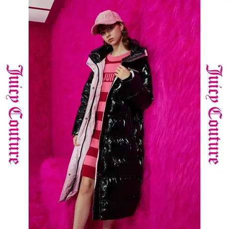 Juicy Couture橘滋秋女女装年新款甜酷印花撞色门襟女式长羽绒服商品大图