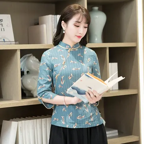 筠雅唐装中国风女装旗袍式上衣改版时尚盘扣民国风复古中式女装商品大图