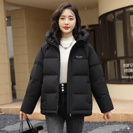 雪中飞羽绒服女2023新款冬季短款连帽宽松时尚保暖面包服韩版外套图片