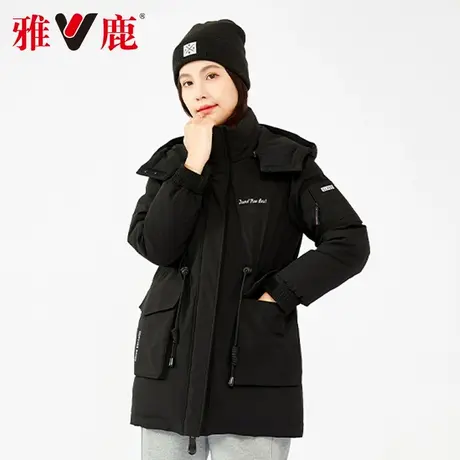 yaloo/雅鹿羽绒服女2023新款休闲时尚中长款小个子工装派克外套图片