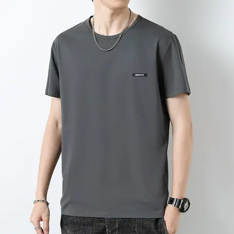 莫代尔短袖t恤男潮流修身冰丝速干凉感圆领上衣服夏季半袖体恤衫商品大图