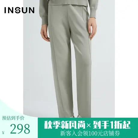 恩裳2023早春经典莱卡织法工艺裤中线设计直筒休闲裤图片